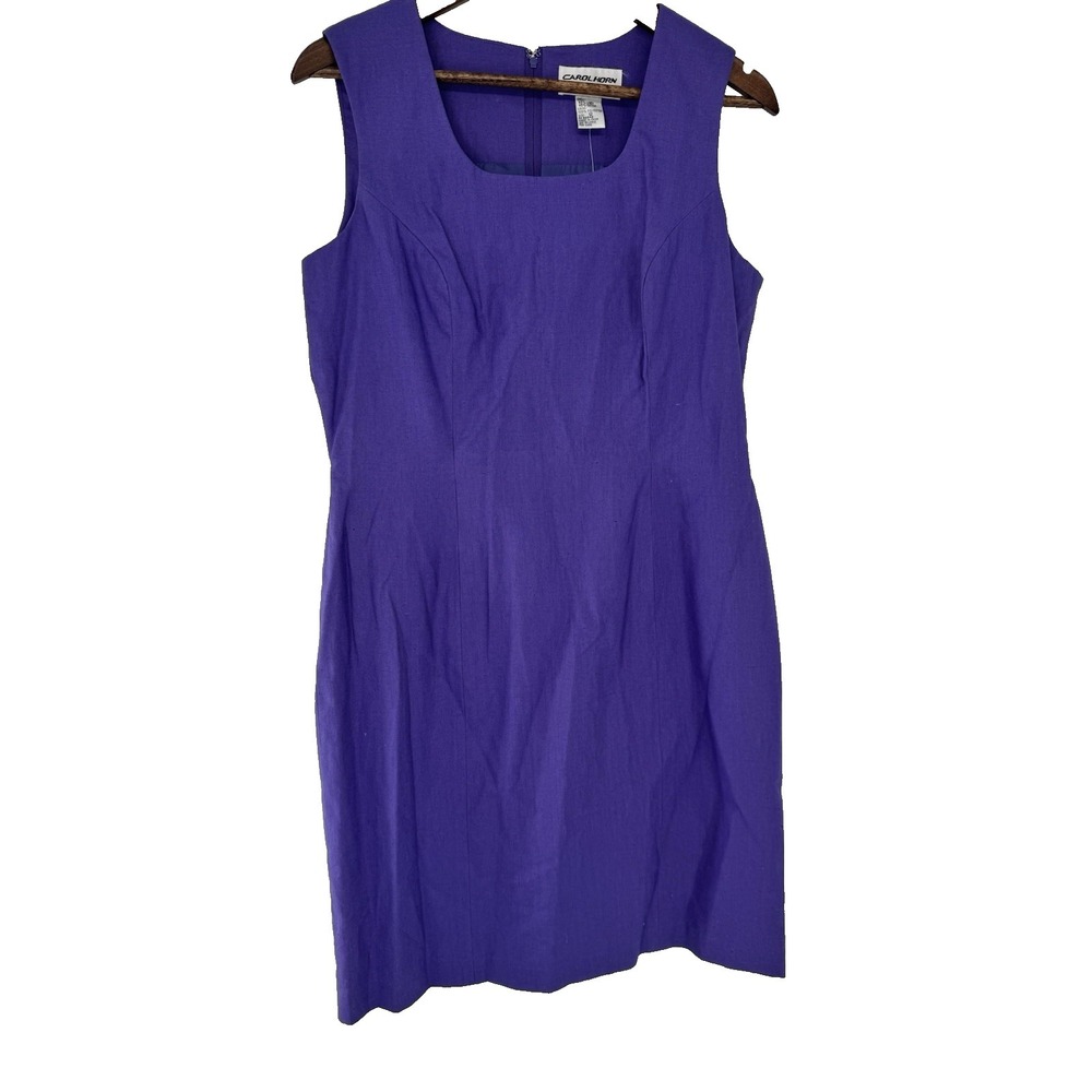 Carol Horn Workshop Sheath Dress Size 12 purple Linen Blend Lined Minimalist